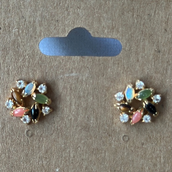 Delicate Opal, Coral, Onyx & Tiger Eye Earrings - Picture 9 of 9